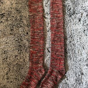 La SENZA Red and Gray Marled Knee-High Socks